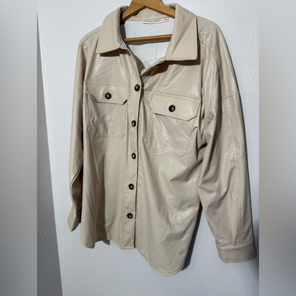 Beige Button-Up Women's Jacket